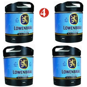 4 x Löwenbräu Original Perfect Draft 6 Liter Fass 5,2 % vol inc. 20.00€ MEHRWEG Pfand